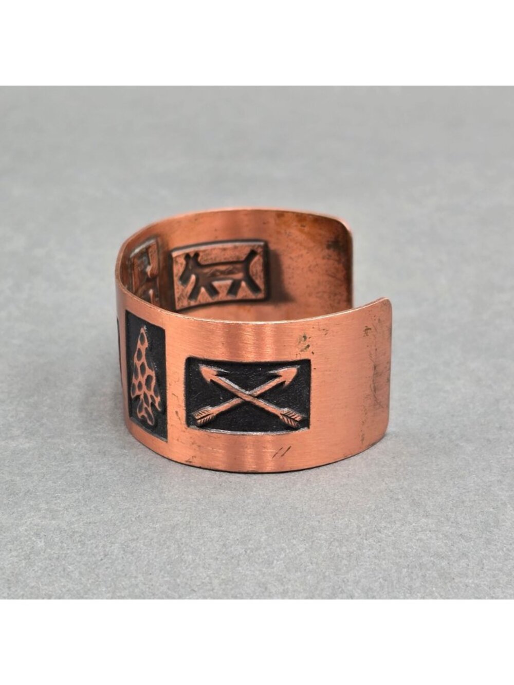 VTG Wheeler Copper Storyteller Wide Cuff Bracelet 6.75" Southwestern Thunderbird - Picture 2 of 9